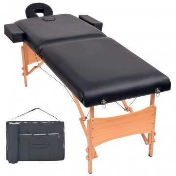 Masă de masaj pliabilă cu 2 zone, 10 cm grosime, negru - Img 1