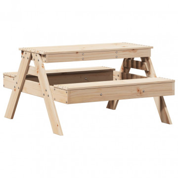 Masă de picnic pentru copii, 88x97x52 cm, lemn masiv de pin - Img 2