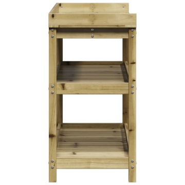Masă de plantare cu rafturi, 108x45x86,5 cm, lemn pin tratat - Img 5