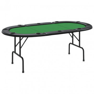 Masă de poker pliabilă, 10 jucători, verde, 206x106x75 cm - Img 2