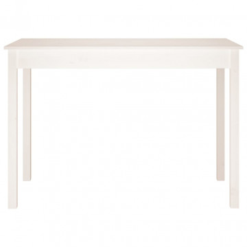 Masă de sufragerie, alb, 110x55x75 cm, lemn masiv de pin - Img 3