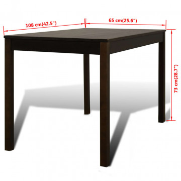 Masa de sufragerie din lemn cu 4 scaune, maro - Img 7