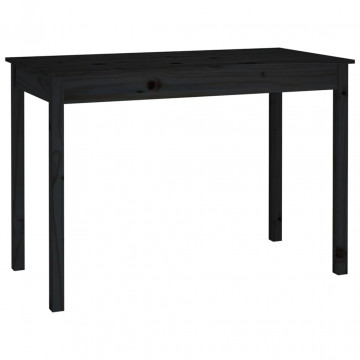 Masă de sufragerie, negru, 110x55x75 cm, lemn masiv de pin - Img 2