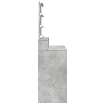 Masă de toaletă cu LED, gri beton, 80x41x144,5 cm - Img 5
