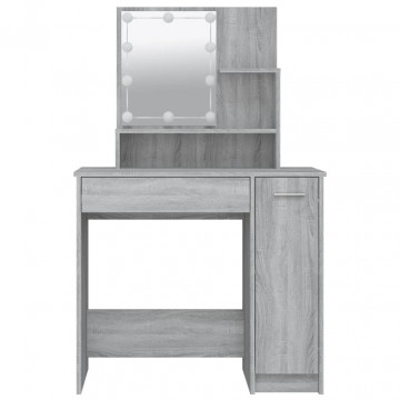 Masă de toaletă cu LED, gri sonoma, 86,5x35x136 cm - Img 8