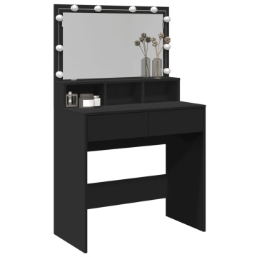 Masă de toaletă cu LED, negru, 80x41x134,5 cm - Img 4
