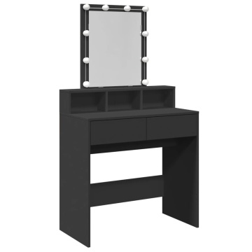 Masă de toaletă cu LED, negru, 80x41x144,5 cm - Img 2
