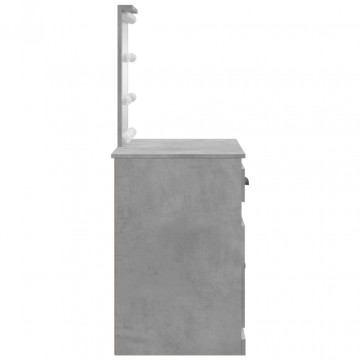Masă de toaletă cu LED-uri, gri beton, 90x42x132,5 cm - Img 5