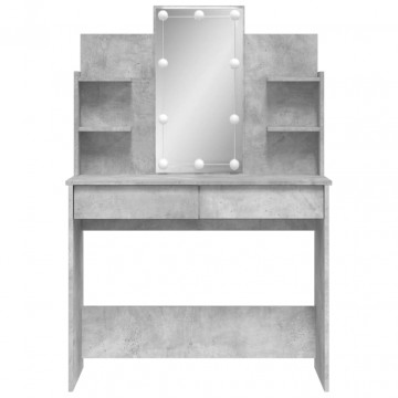 Masă de toaletă cu LED-uri, gri beton, 96x40x142 cm - Img 8