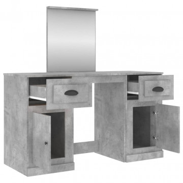 Masă de toaletă cu oglindă, gri beton, 130x50x132,5 cm - Img 7