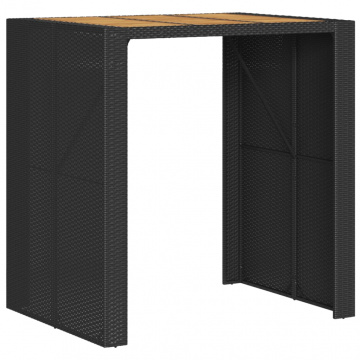 Masă grădină blat din lemn acacia negru 105x80x110 cm poliratan - Img 6