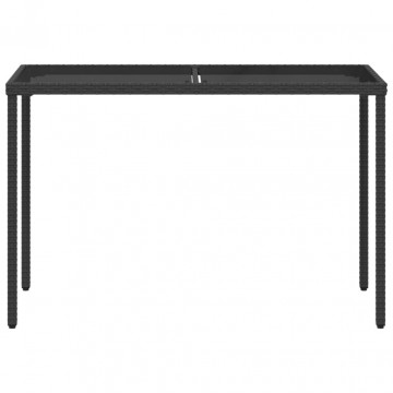 Masă grădină cu blat din sticlă, negru, 115x54x74 cm, poliratan - Img 4