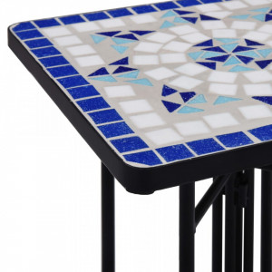 Masă laterală cu mozaic, albastru și alb, ceramică - Img 9