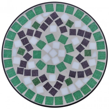 Masă laterală cu mozaic pentru plante, verde și alb - Img 3