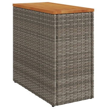 Masă laterală de grădină blat lemn gri 58x27,5x55 cm poliratan - Img 2