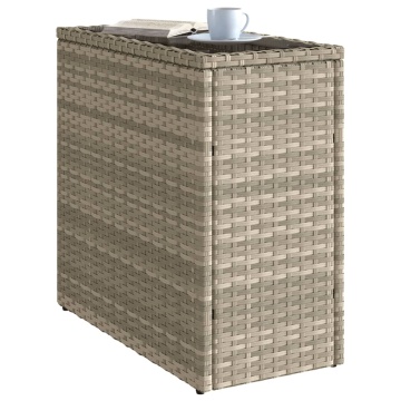 Masă laterală grădină, blat sticlă, gri 58x27,5x55 cm poliratan - Img 4