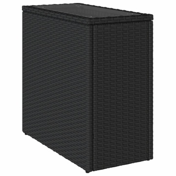 Masă laterală grădină blat sticlă negru 58x27,5x55 cm poliratan - Img 2