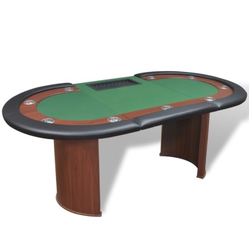 Masă poker 10 persoane, zonă dealer și suport jetoane, verde - Img 4