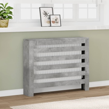Mască pentru calorifer, gri beton, 104x20x82 cm, lemn prelucrat - Img 1