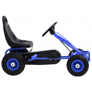 Mașinuță kart cu pedale și roți pneumatice, albastru - Img 2