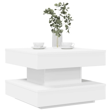 Măsuță cafea rotativă 360 grade, alb 50x50x34,5 cm - Img 1
