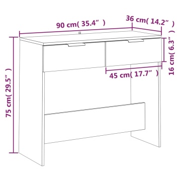 Măsuță consolă, alb, 90x36x75 cm, lemn prelucrat - Img 7