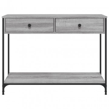 Măsuță consolă, gri sonoma, 100x34,5x75 cm, lemn prelucrat - Img 5