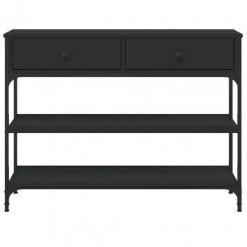 Măsuță consolă, negru, 100x25x75 cm, lemn compozit - Img 5