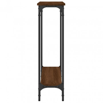 Măsuță consolă, stejar maro, 75x22,5x75 cm, lemn prelucrat - Img 8