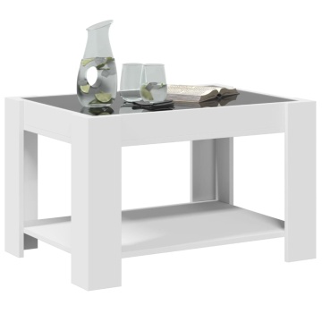 Măsuță de cafea cu LED, alb, 73x53x45 cm, lemn prelucrat - Img 8