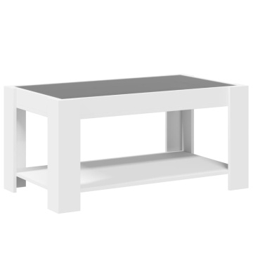 Măsuță de cafea cu LED, alb, 93x53x45 cm, lemn prelucrat - Img 7