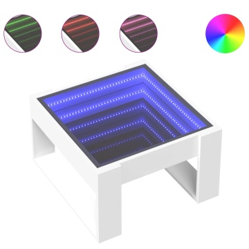 Măsuță de cafea cu LED infinity, alb, 50x53x30 cm - Img 2