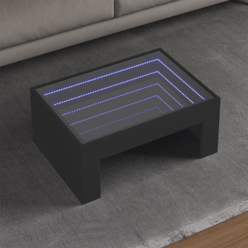 Măsuță de cafea cu LED infinity, negru, 70x50x30 cm - Img 1
