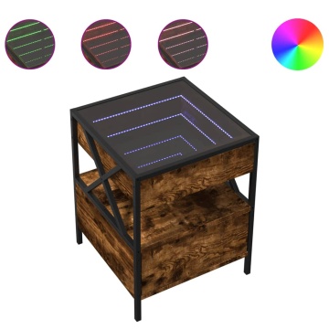 Măsuță de cafea cu LED infinity, stejar fumuriu, 40x40x51 cm - Img 2
