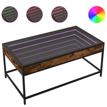 Măsuță de cafea cu LED infinity, stejar fumuriu, 90x50x41 cm - Img 2