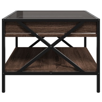 Măsuță de cafea cu LED infinity, stejar maro, 50x50x38 cm - Img 6