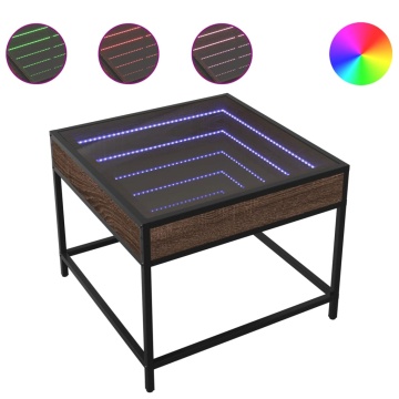 Măsuță de cafea cu LED infinity, stejar maro, 50x50x41 cm - Img 2