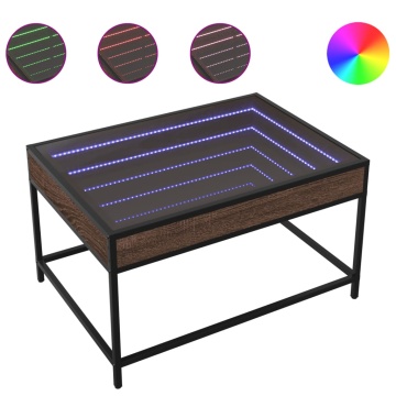 Măsuță de cafea cu LED infinity, stejar maro, 70x50x41 cm - Img 1