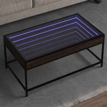 Măsuță de cafea cu LED infinity, stejar maro, 90x50x41cm - Img 1