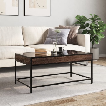 Măsuță de cafea cu LED infinity, stejar maro, 90x50x41cm - Img 4