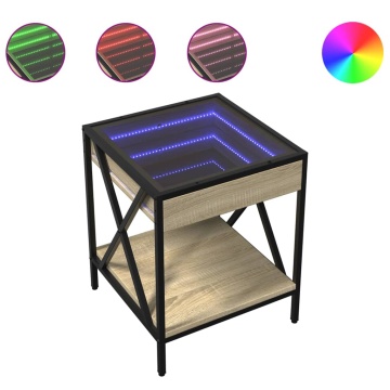 Măsuță de cafea cu LED infinity, stejar sonoma, 40x40x49 cm - Img 2