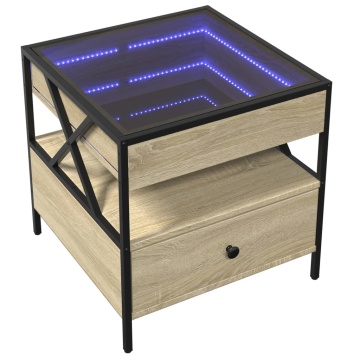 Măsuță de cafea cu LED infinity, stejar sonoma, 50x50x51 cm - Img 3