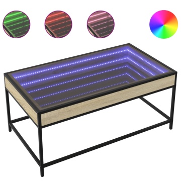Măsuță de cafea cu LED infinity, stejar sonoma, 90x50x41 cm - Img 2