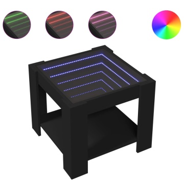 Măsuță de cafea cu LED, negru, 53x53x45 cm, lemn prelucrat - Img 2