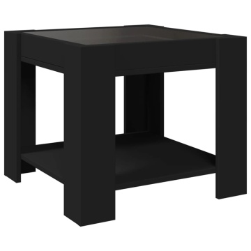 Măsuță de cafea cu LED, negru, 53x53x45 cm, lemn prelucrat - Img 7