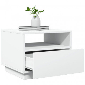 Măsuță de cafea cu lumini LED, alb, 50x49x40 cm - Img 5