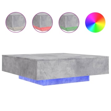 Măsuță de cafea cu lumini LED, gri beton, 100x100x31 cm - Img 2