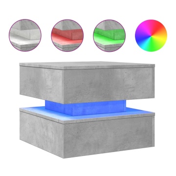 Măsuță de cafea cu lumini LED, gri beton, 50x50x40 cm - Img 2