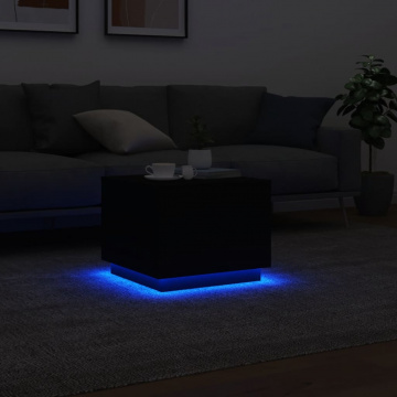Măsuță de cafea cu lumini LED, negru, 50x50x40 cm - Img 8