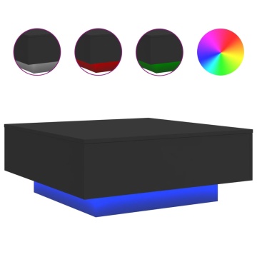 Măsuță de cafea cu lumini LED, negru, 80x80x31 cm - Img 2